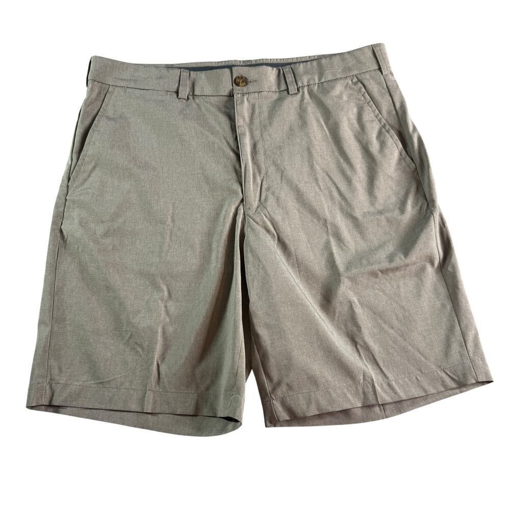 Grand Slam Golf Shorts Mens 36 Beige Performance Stretch Flat Front Casual